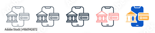 Mobile Banking different style icons set vector illustration. 