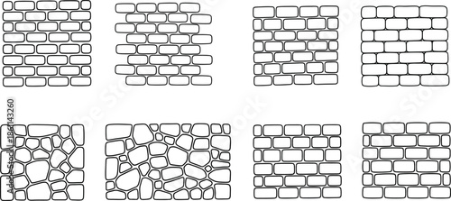 Various brick and stone wall patterns for design