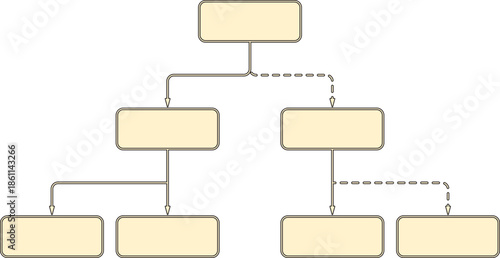 Flowchart diagram with connected rounded blocks. Clean infographic layout for business process, presentation, workflow, decision making and system structure visualization.