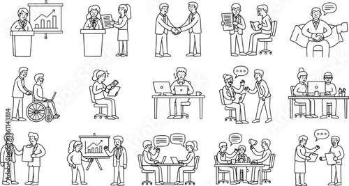 Business professionals communicating and working together