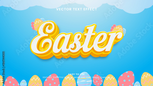 easter editable text effect 3d vector
