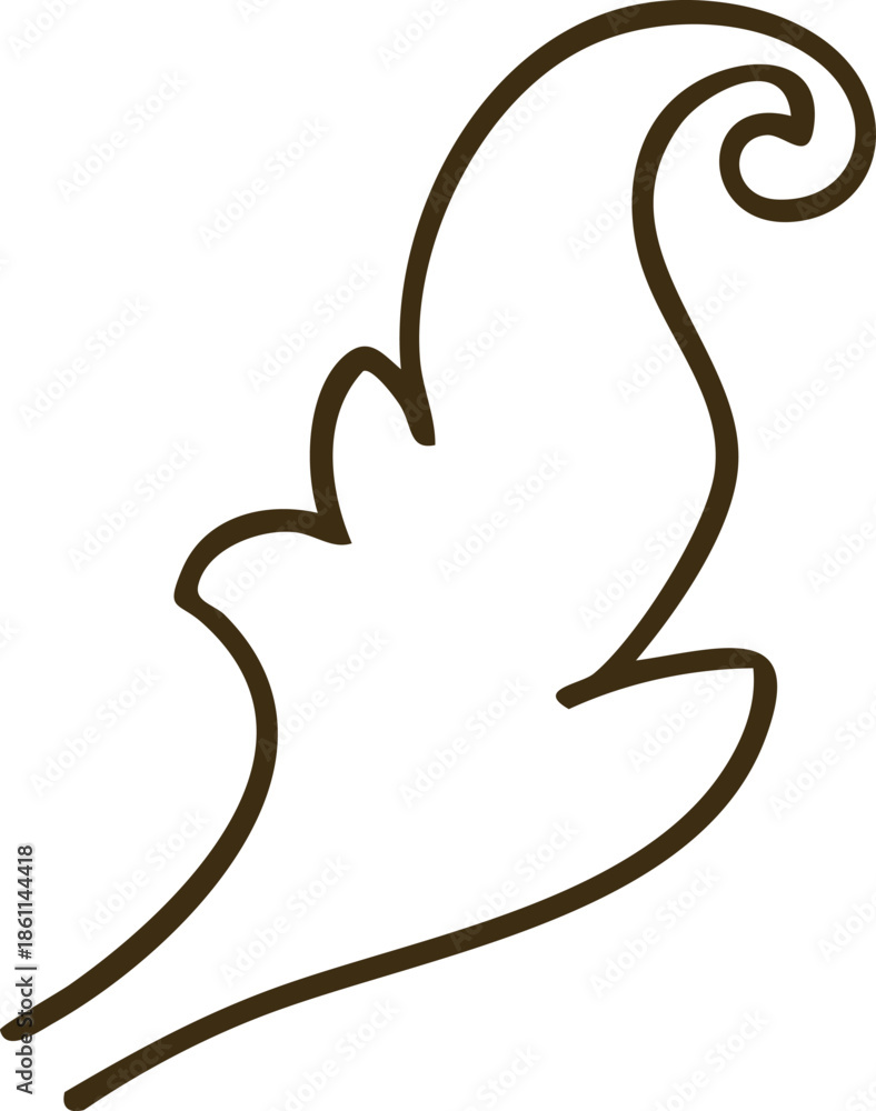 Obraz premium Ornate Decorative Flourish Vector Element Brown Outline Isolated White Background