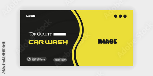 Top Quality Car Wash Service Promotional Banner Design.