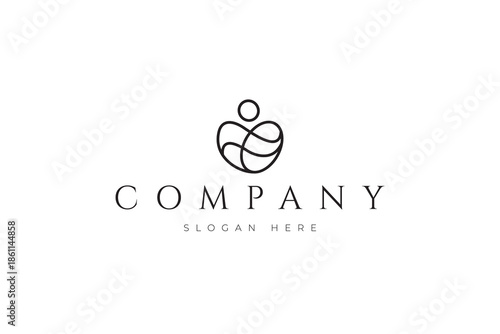 love person logo with minimalist line art design concept