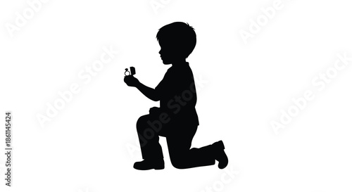 a dark silhouette of a person kneeling and proposing with a ring romantic gesture silhouette