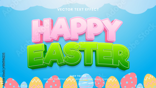 happy easter editable text effect 3d vector