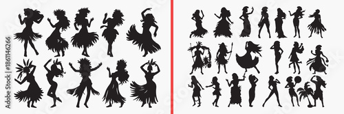 dancing people silhouette vector, party dance black silhouettes, celebration movement illustration set, happy dancing outline art, nightlife vector collection, dance icon set, people clipart silhouett