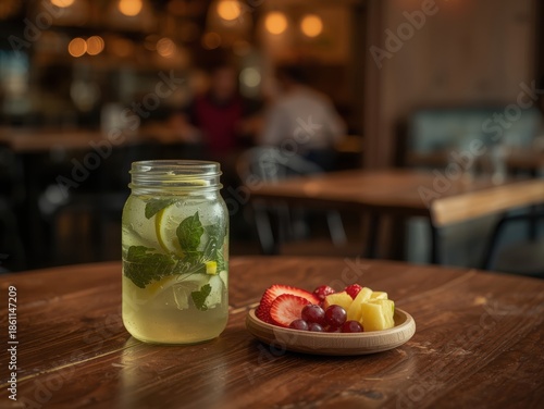 Refreshing lemonade with fresh fruits