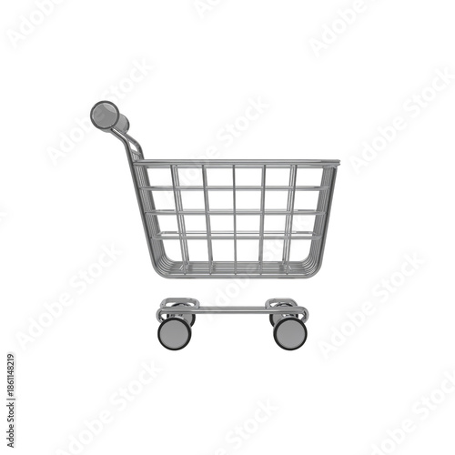 Empty Shopping Cart on a White Background Showing Simple Design and Clean Lin...