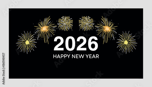 Black And White Modern Happy New Year Facebook Post