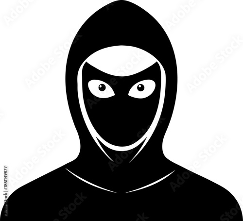 one continuous line forming the eyes and mouth. silhouette vector black , white background