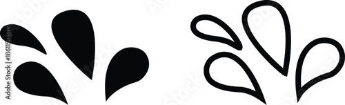 water drop ion icon set in flat and line style, liquid droplet and hydration symbol collection with aqua, fluid and moisture concepts, minimal monochrome vector graphic group