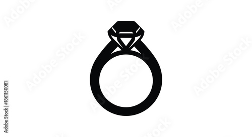 A striking black silhouette of a diamond ring showcasing elegance and timeless beauty silhouette