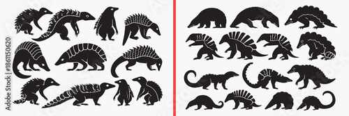 dinosaur silhouette vector, prehistoric animal black silhouettes, jurassic creature illustration set, ancient reptile outline art, dino vector collection, extinct animal icon set, dinosaur clipart sil