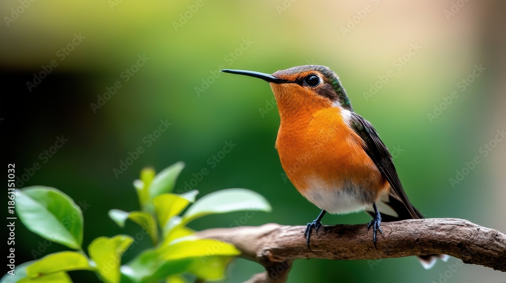 Obraz premium Colorful hummingbird perched gracefully among vibrant foliage