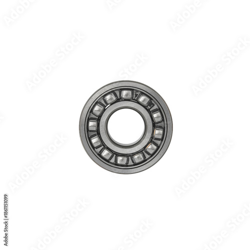 Metal Bearing With Smooth Surface and Circular Shape on White Background