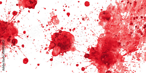 Set of Red blood splashed isolated on white background. Set of blood stains