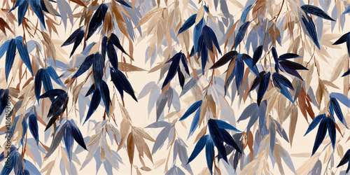 Abstract bamboo leaves pattern background isolated on white background, illustration