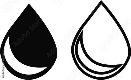 water drop ion icon set in flat and line style, liquid droplet and hydration symbol collection with aqua, fluid and moisture concepts, minimal monochrome vector graphic group