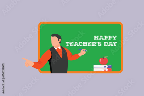 Wallpaper Mural  Teacher day Concept. Colored flat vector illustration isolated Torontodigital.ca