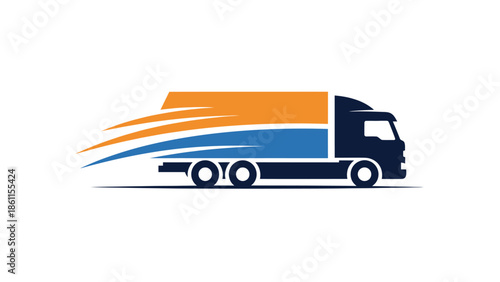 Dynamic Delivery Truck Logo with Speed Trails.