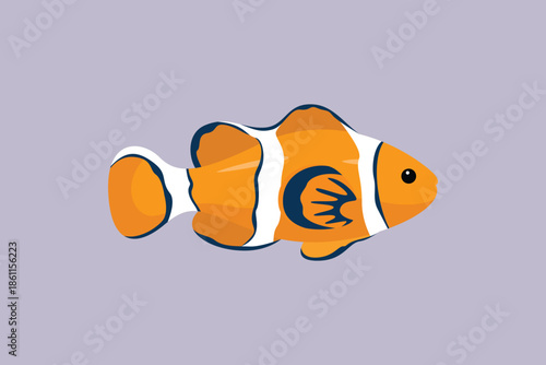 Wallpaper Mural Clown fish sea animal. Sea animals Concept. Colored flat vector illustration isolated Torontodigital.ca