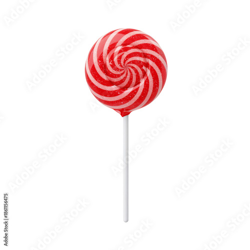 Red Lollipop With Bubbles on a Stick Captured Against a White Background