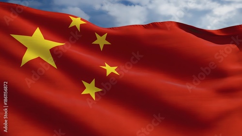 Close view of Chinese flag fabric texture