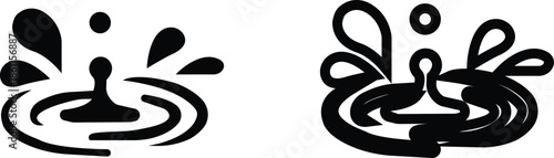 water drop ion icon set in flat and line style, liquid droplet and hydration symbol collection with aqua, fluid and moisture concepts, minimal monochrome vector graphic group