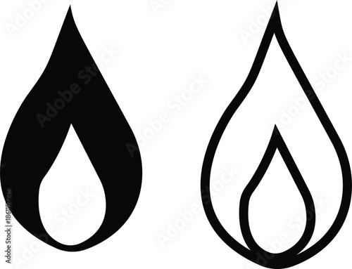 water drop ion icon set in flat and line style, liquid droplet and hydration symbol collection with aqua, fluid and moisture concepts, minimal monochrome vector graphic group