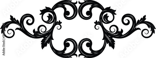 Vászonkép Elegant ornamental flourish divider with symmetrical vintage floral scrollwork vector design for borders branding decor and decorative layouts