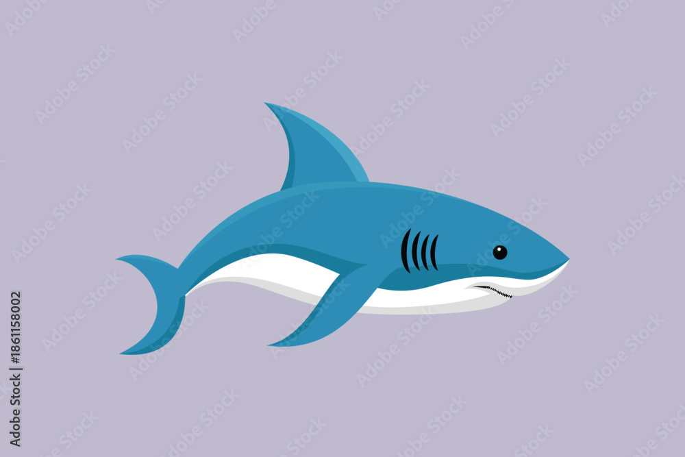 Obraz premium Shark marine animal. Sea animals Concept. Colored flat vector illustration isolated