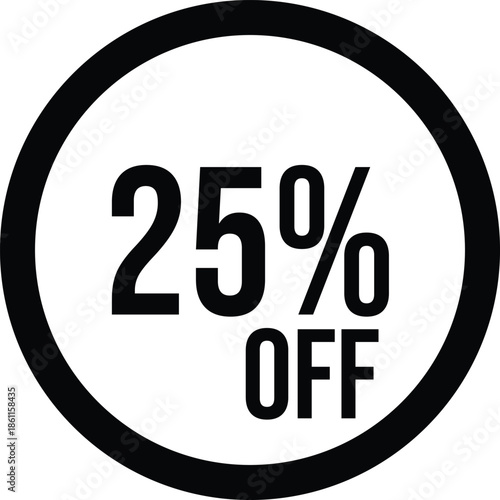 25% OFF Sale Discount Round Badge Icon Isolated on White