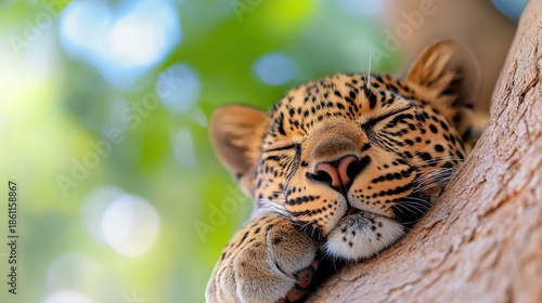 Wallpaper Mural Leopard napping in the arms of nature high in a tree in Sri Lanka Torontodigital.ca