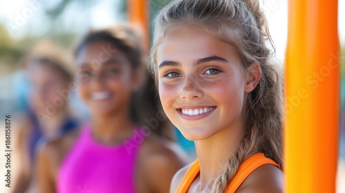 Wallpaper Mural Young athletes enjoy dynamic training session at outdoor fitness park Torontodigital.ca