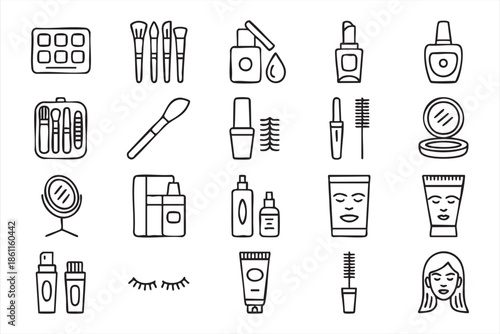 Minimal Beauty Line Icons for Cosmetic UI Systems