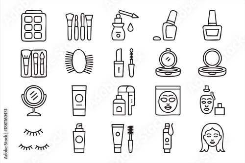 Cosmetics and Makeup Tool Icons for App and Web Design