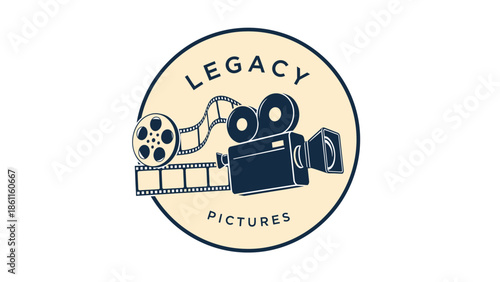 Vintage Film Camera and Reel Logo for Legacy Pictures.