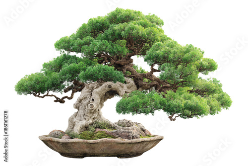 Decorative bonsai tree for tabletop display isolated on transparent background