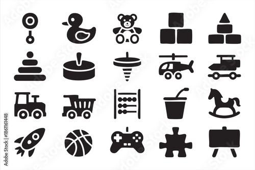 Play and Game Solid Icons for Children Apps