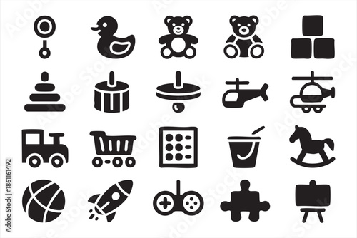 Kids Toy Silhouette Icons for Mobile and Web UI