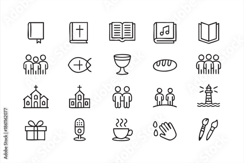 Religious Worship Icons for Church Website Interfaces