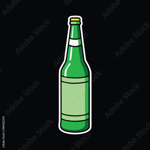 A vibrant green ale gleams against a deep black backdrop, highlighting frothy bubbles and rich color, creating a striking, bold, and festive visual contrast.
