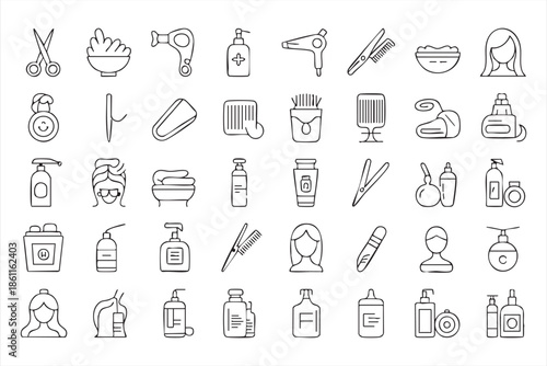 Beauty and Hair Salon Line Icons for UI Design