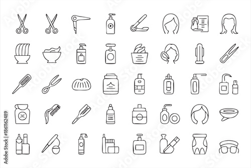 Beauty Grooming Outline Icons for Spa and Wellness UI