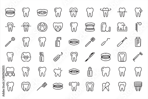 Oral Health and Dental Care Icons for Clinic Interfaces