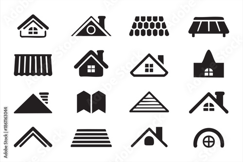 Residential House Icons for Architecture, Property, and Housing Design