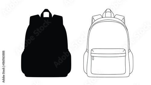 Backpack design illustration with a contrasting black silhouette