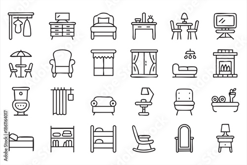 Home Interior Furniture Icons for Residential Decor and Layouts