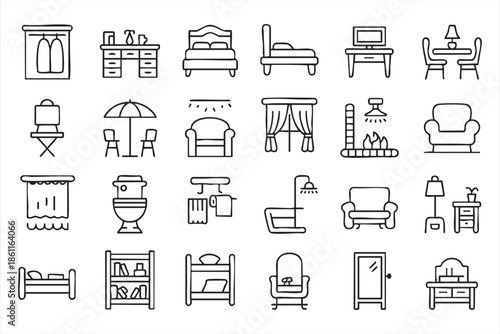 Home Decor Furniture Icons for Room Layout and Planning